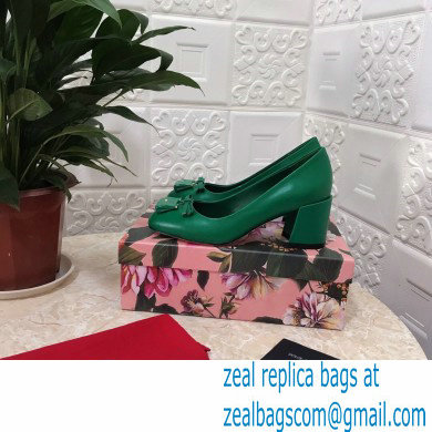 Dolce  &  Gabbana Block Heel 6.5cm Leather Sicily Pumps Green 2021